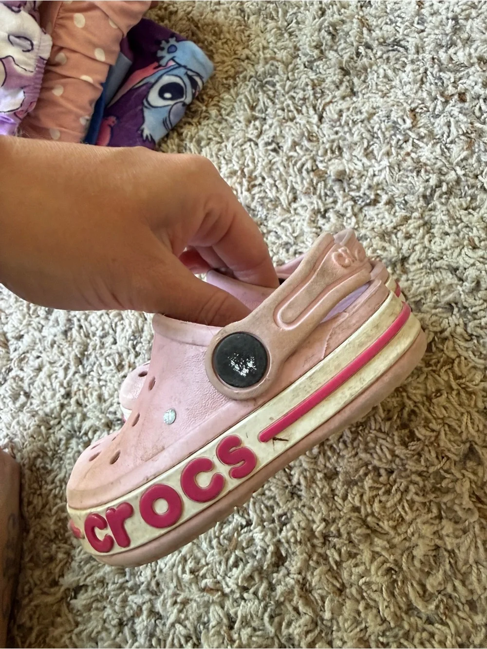 CROCS Kids Classic Clog in Pale Pink with Pink Trim